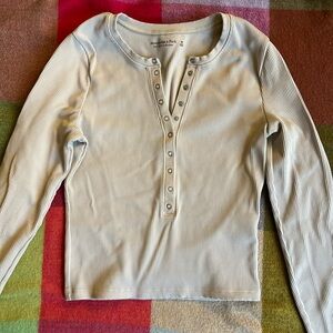 Ribbed Long Sleeve Henley Top